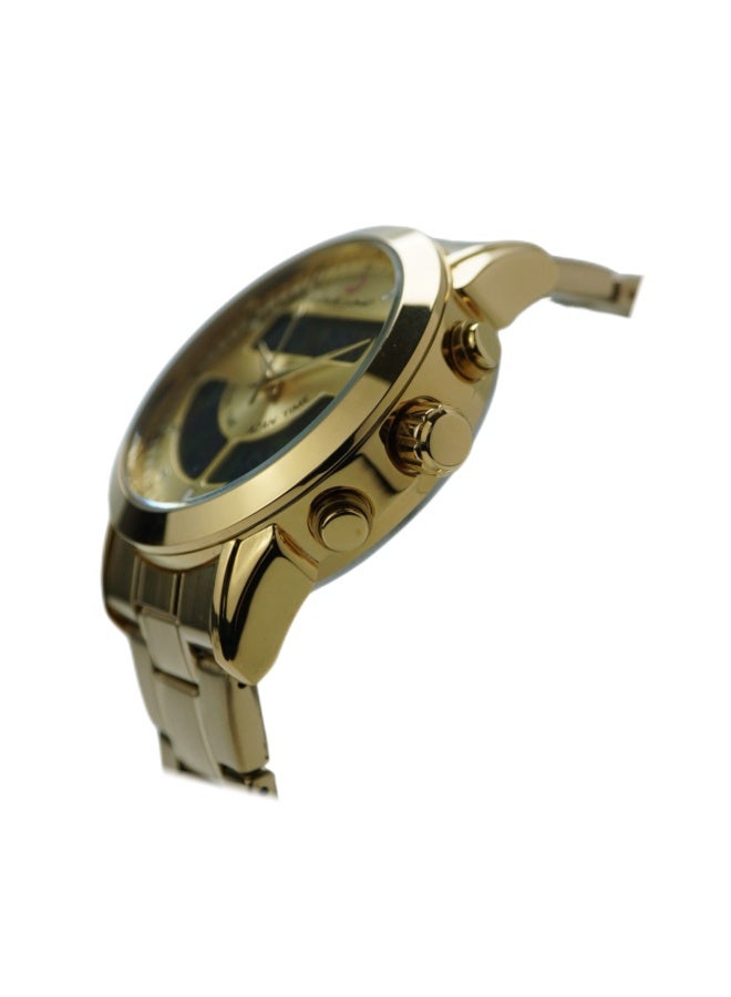 ساعة رجالية تناظرية + رقمية مستديرة من الفولاذ المقاوم للصدأ WA-10GW للرجال - Image 3